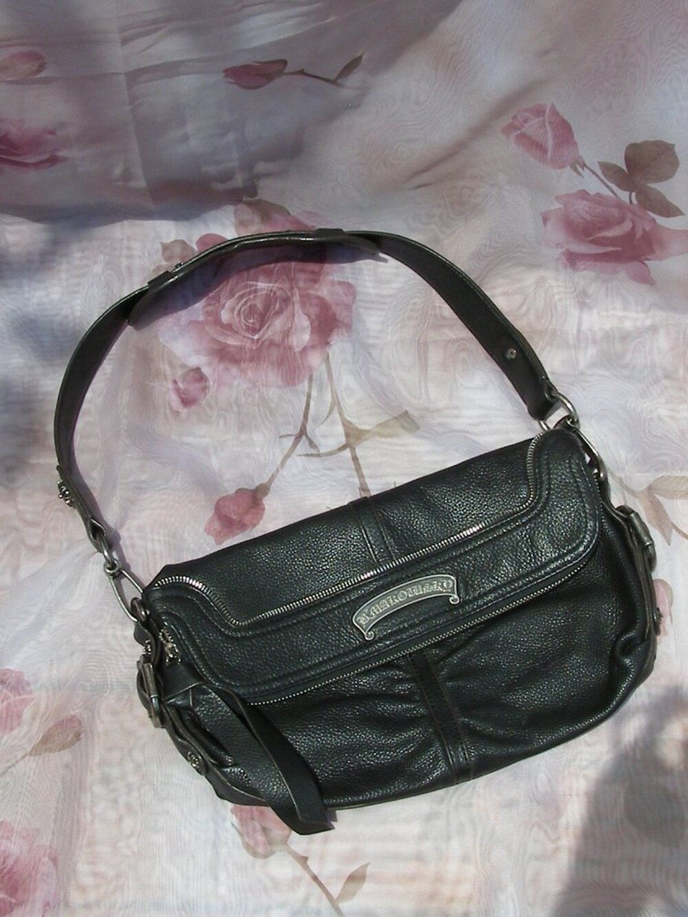$218 EUC B. MAKOWSKY pebbled leather black Shoulder bag/Clutch - Picture 3 of 16